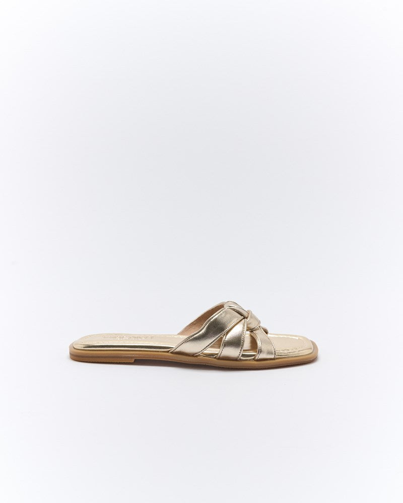 Eden Leather Slide - Soft Gold
