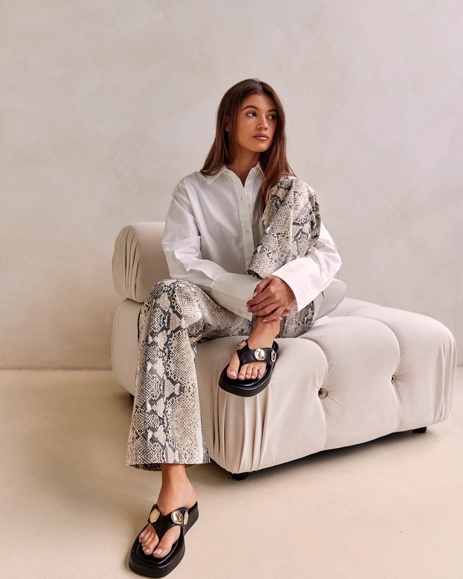 Boston Leather Slide - Black