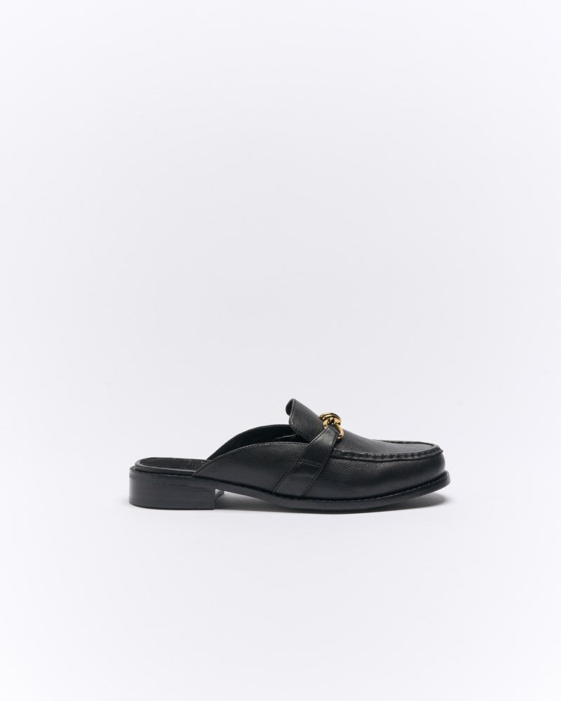 Honey Leather Mule - Black