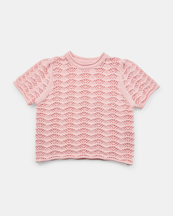 Primrose Knit T-Shirt - Baby Pink
