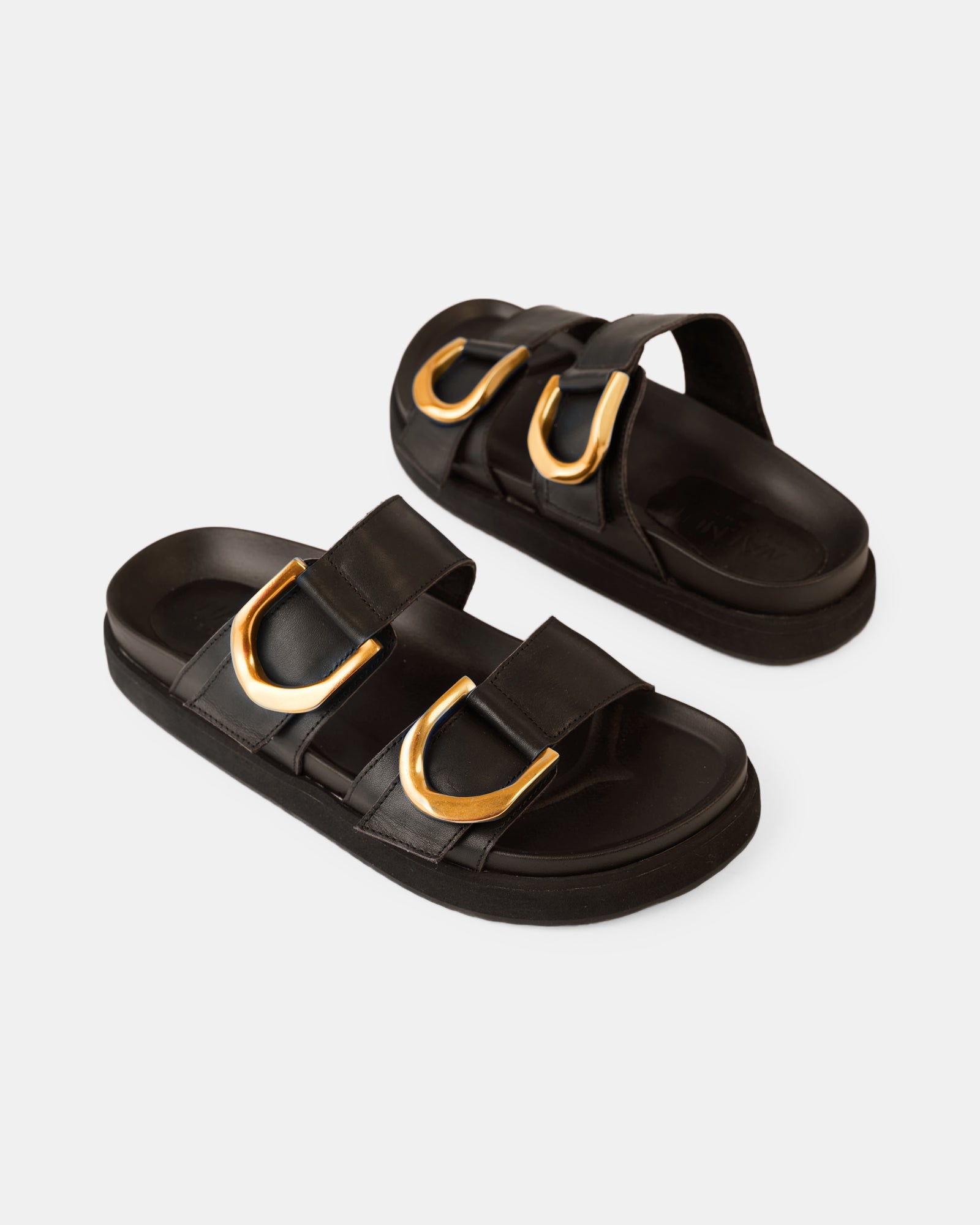 Mint Leather Slide - Black