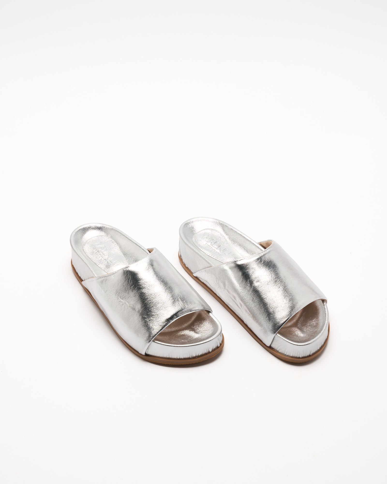 Kendall Leather Slide - Silver