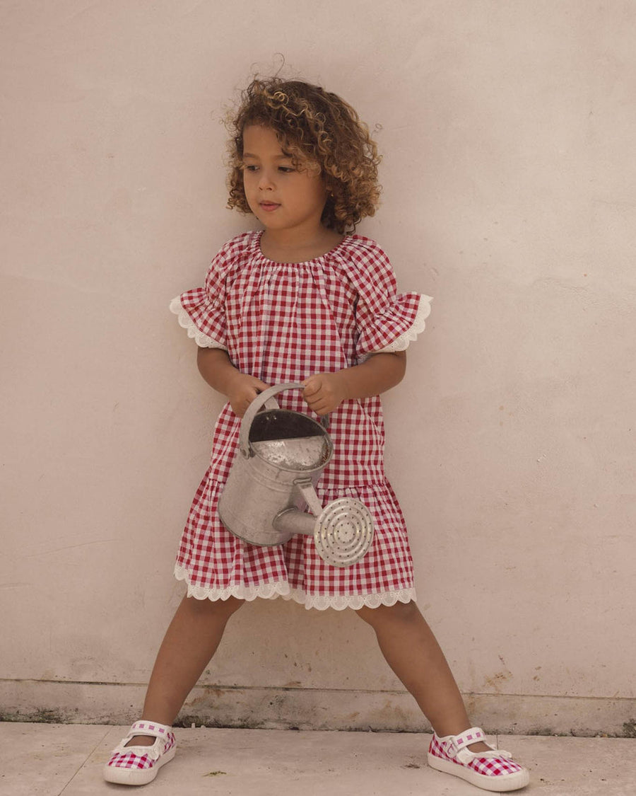 Alexa Dress - Red White Check