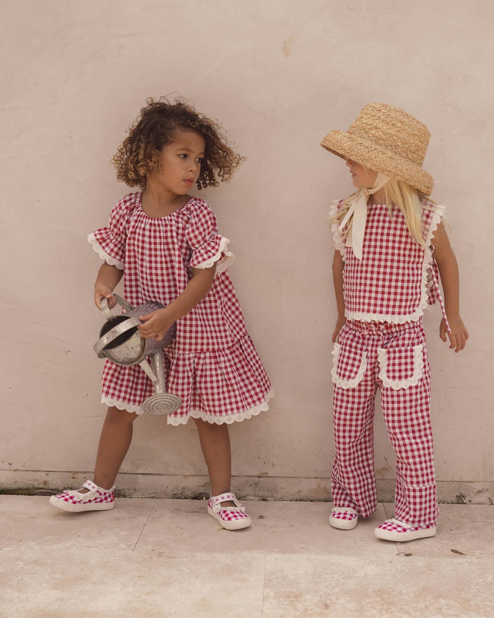 Mary Jane Frill Canvas - Red Gingham