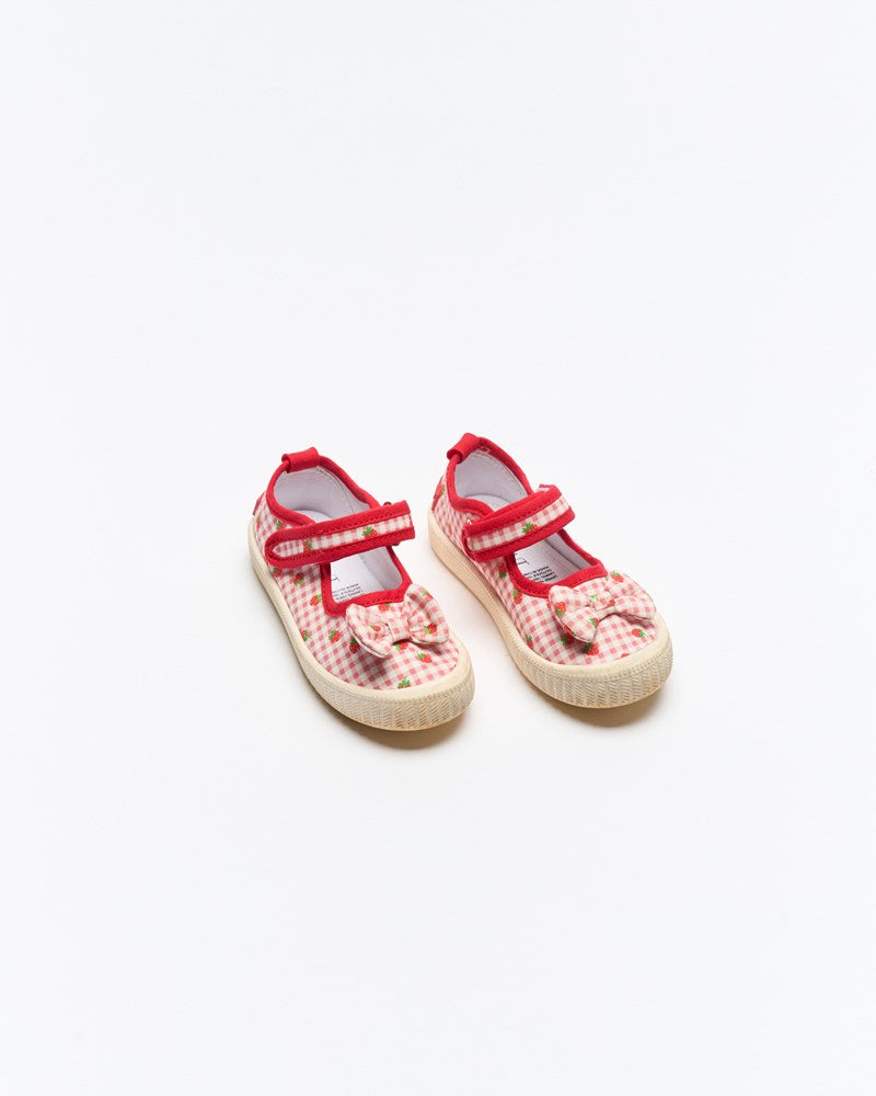 Mary Jane Bow Canvas - Strawberry fields