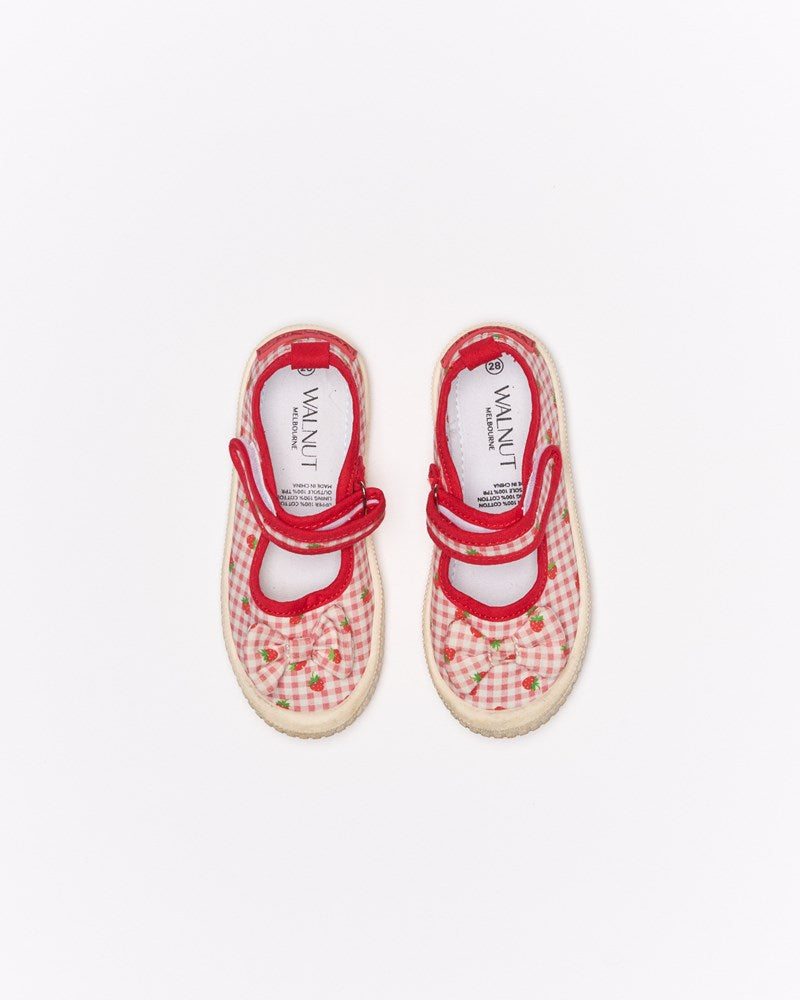 Mary Jane Bow Canvas - Strawberry fields