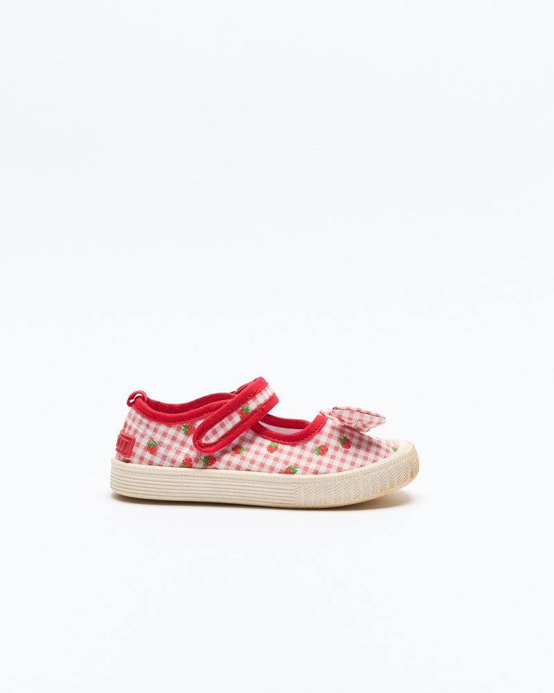 Mary Jane Bow Canvas - Strawberry fields