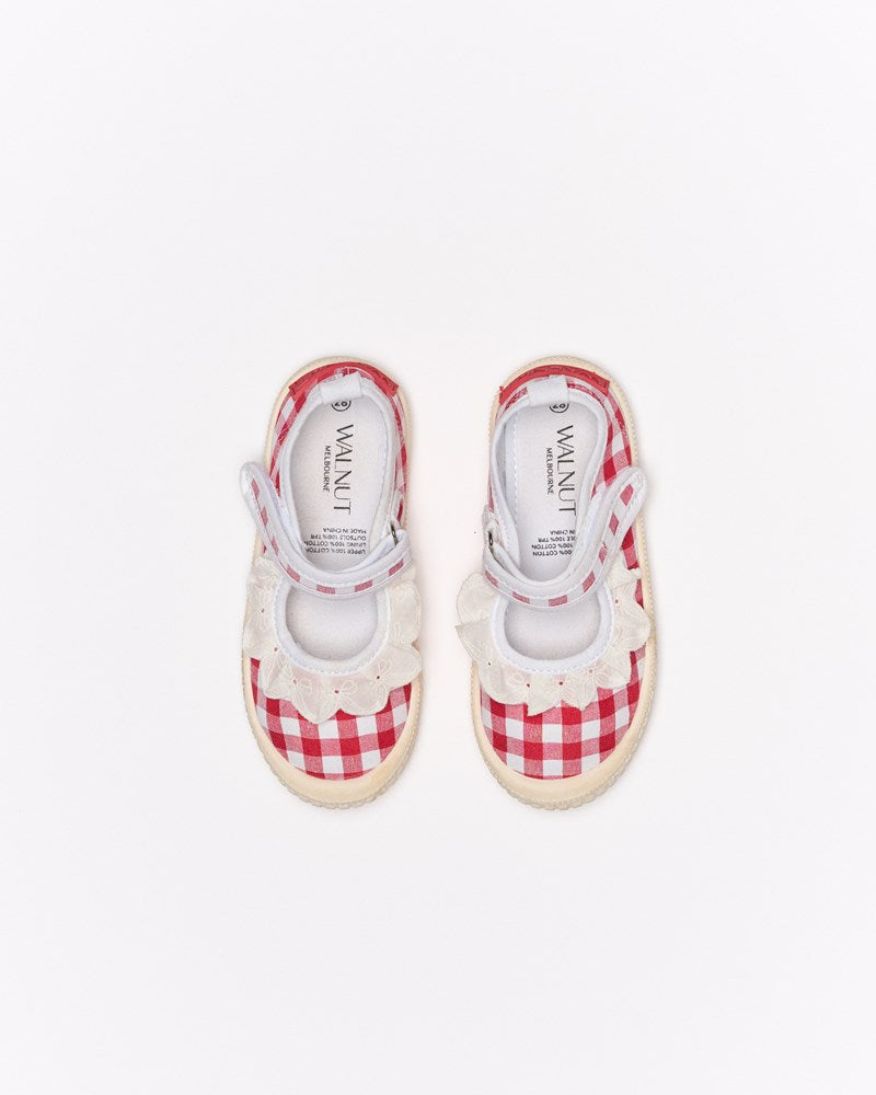 Mary Jane Frill Canvas - Red Gingham
