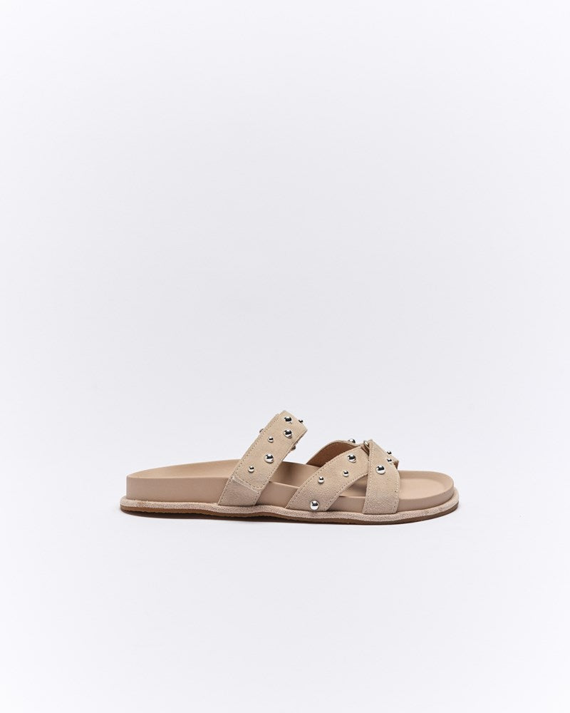Paxon Leather Slide - Beige Suede
