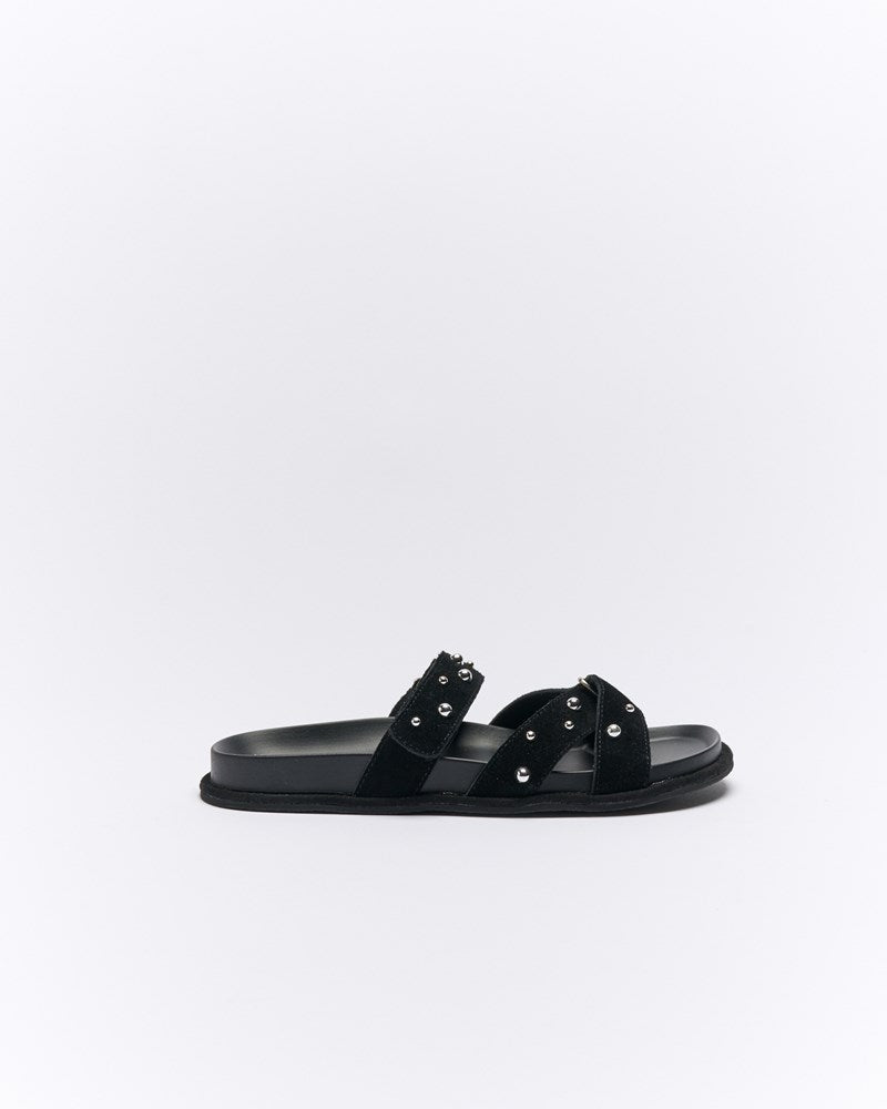 Paxon Leather Slide - Black Suede
