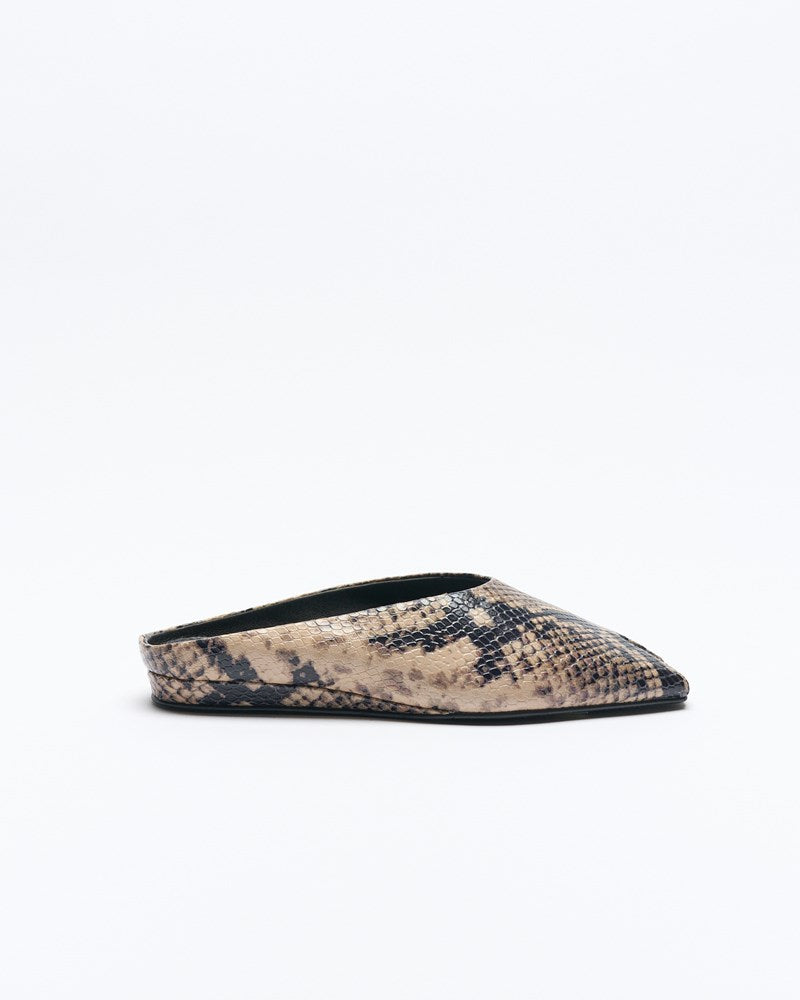 Pia Leather Mule - Smoke Snake