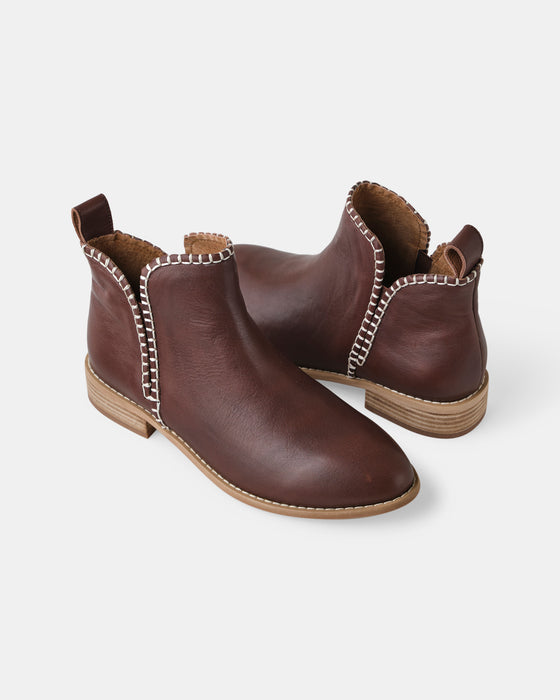 Douglas Stitch Leather Boot - Chocolate