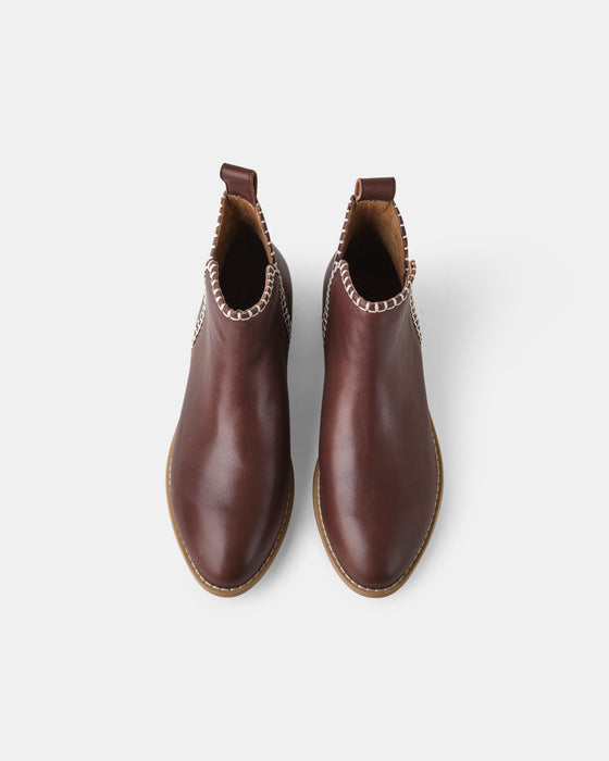Douglas Stitch Leather Boot - Chocolate