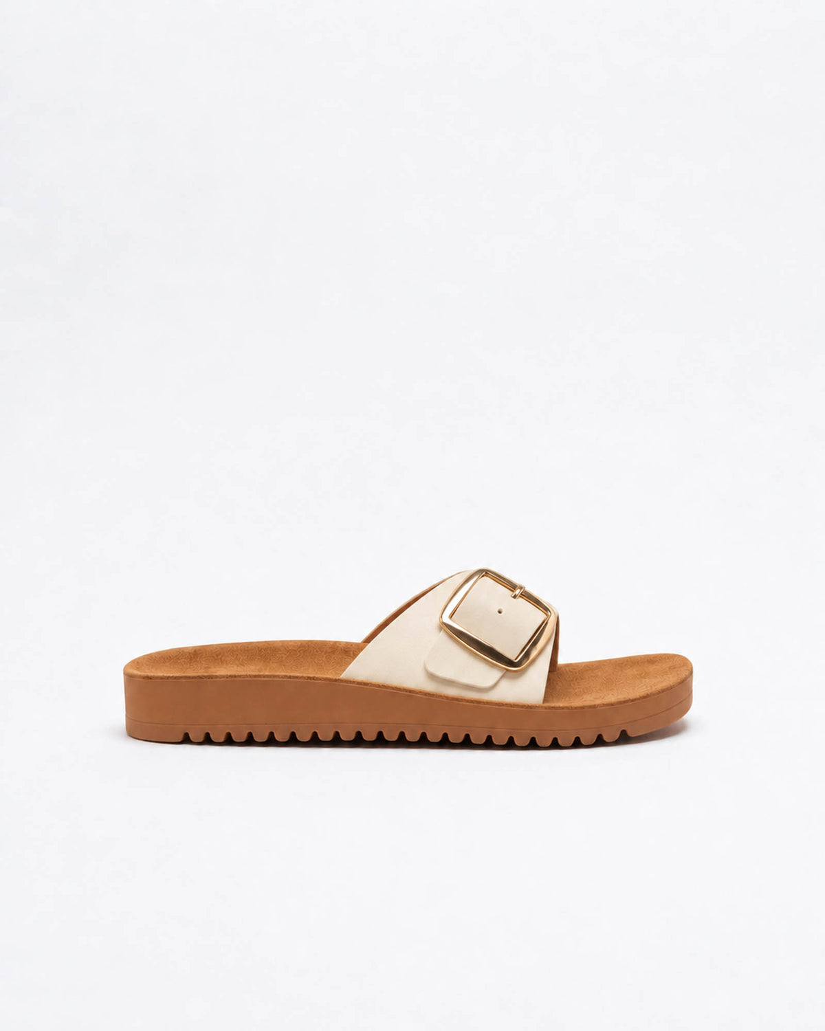 Selena Leather Slide - Bone