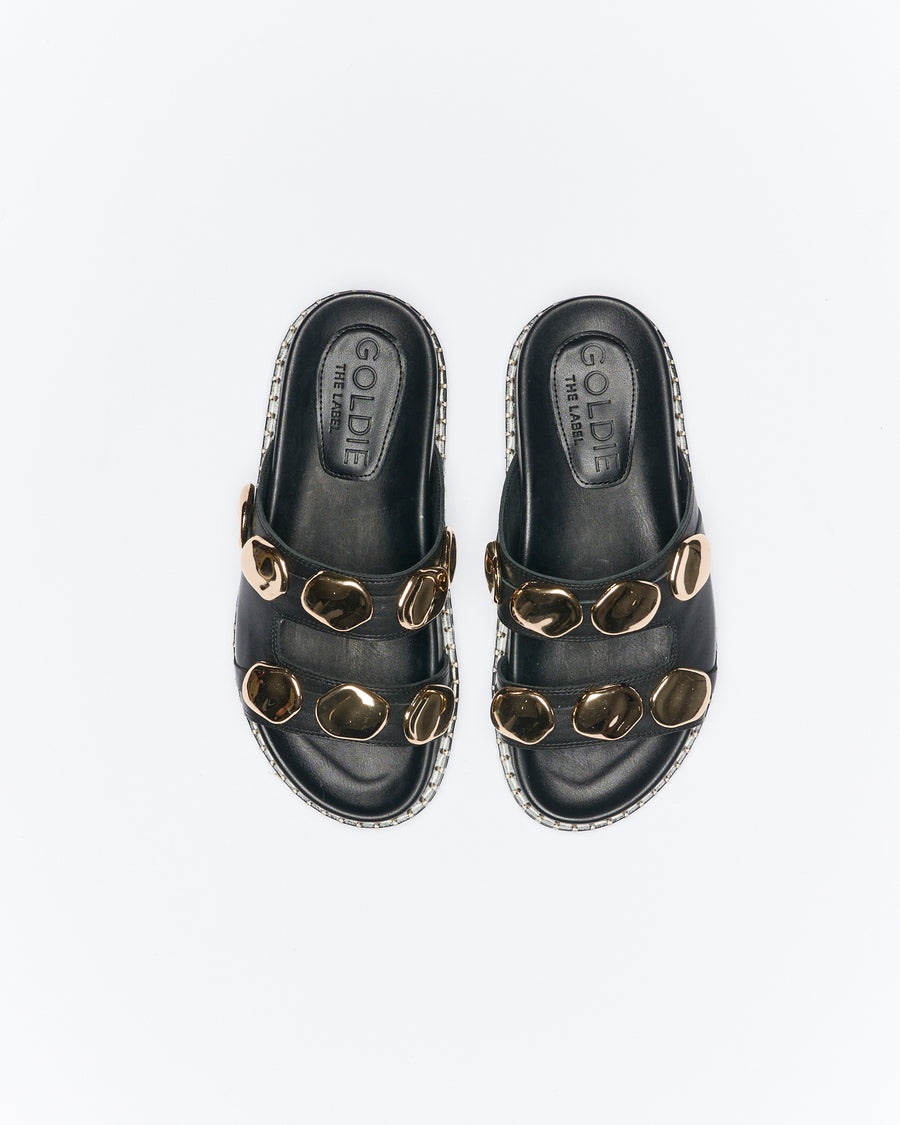 Shae Leather Slide - Black