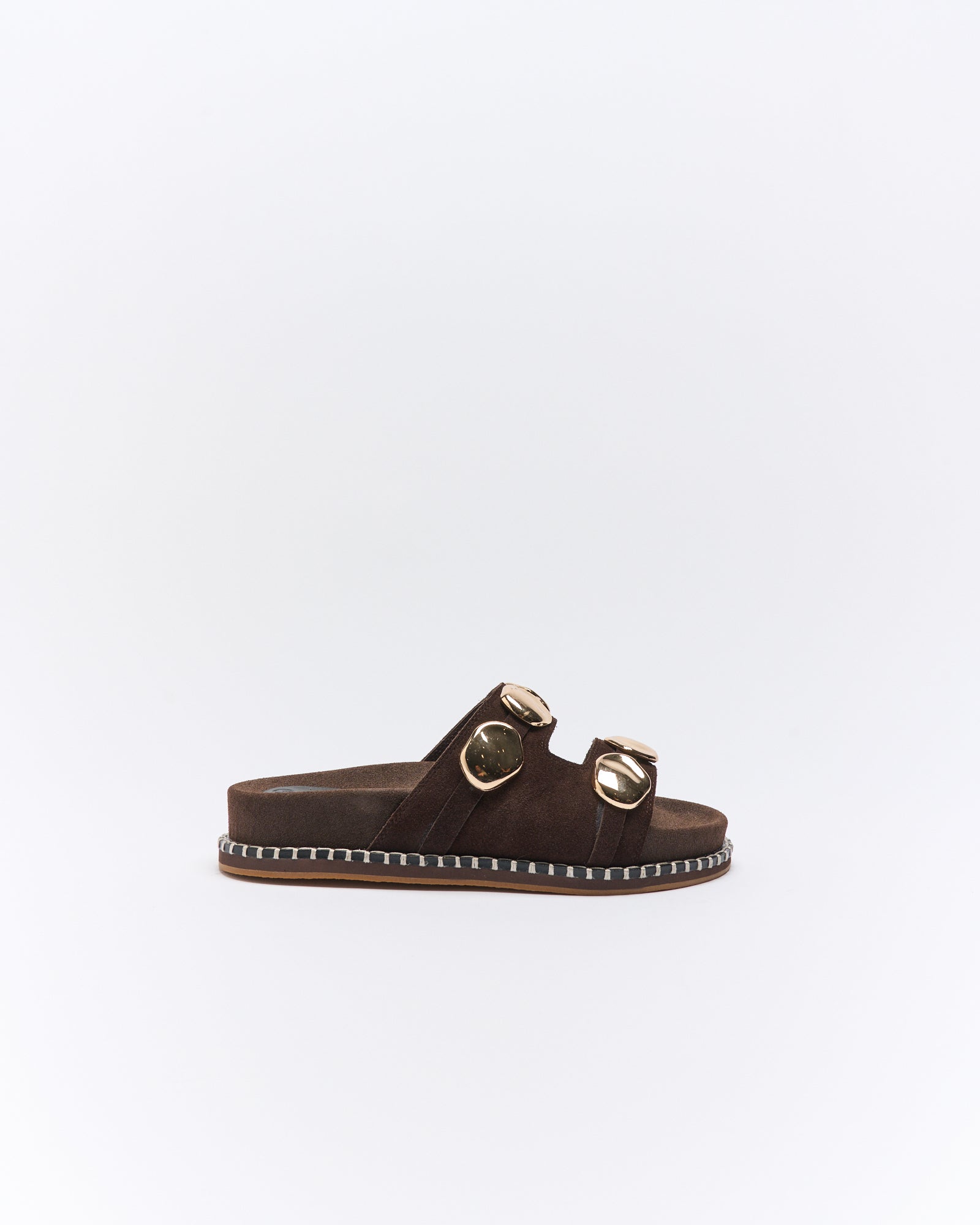 Shae Leather Slide - Chocolate Suede