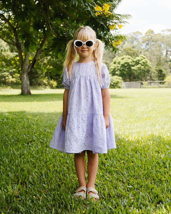 Purple dress with 2024 daisies