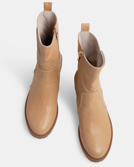 Penny Leather Boot - Beige