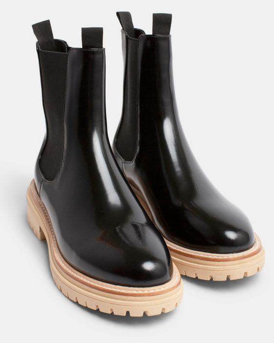 Oak Leather Boot - Black Shine