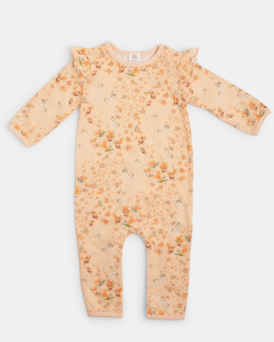 May Gibbs Scout Frill Onesie - Peach Floral