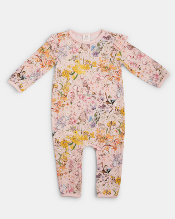 May Gibbs Scout Frill Onesie - Rainbow Floral
