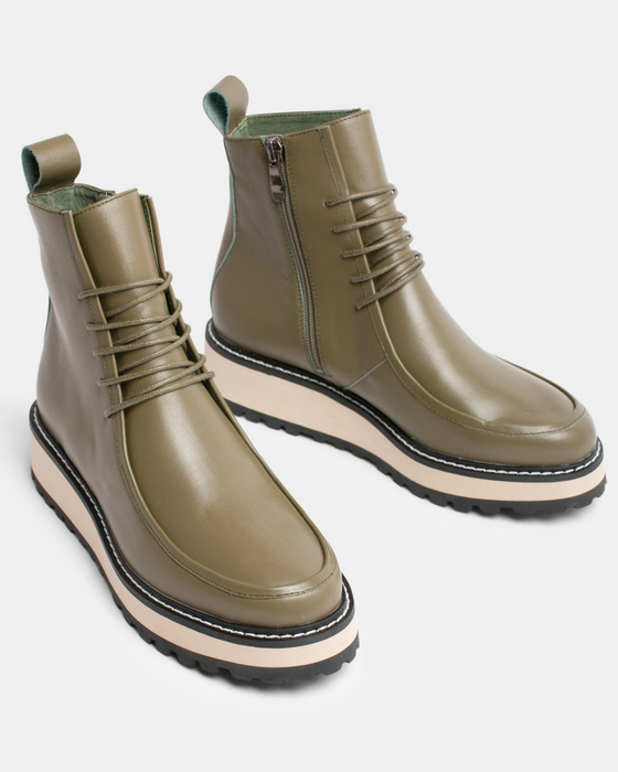 Jovi Leather Boot - Olive