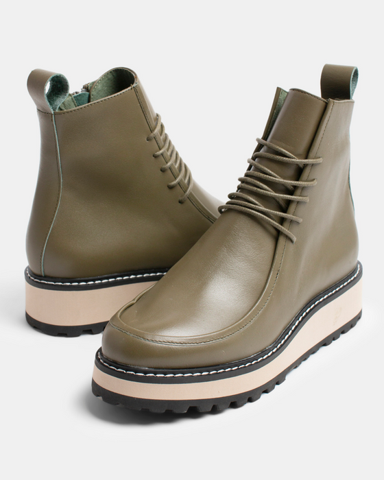 Jovi Leather Boot - Olive