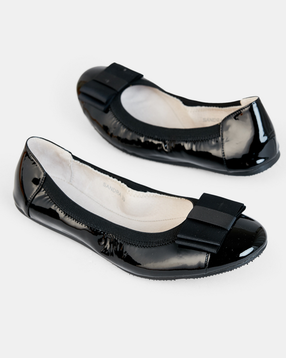 Sandra Bow Patent Ballet Flat Black Walnut Melbourne