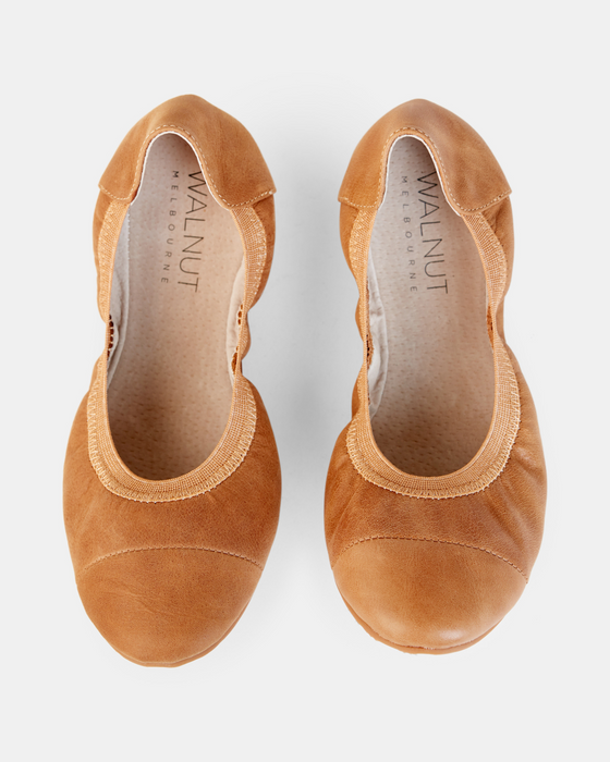 Ava Leather Ballet Flat - Tan
