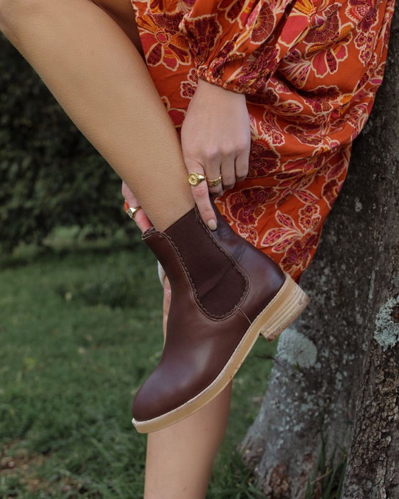 Clemmie Leather Boot - Chocolate