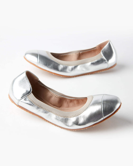 Ava Leather Ballet Flat - Silver
