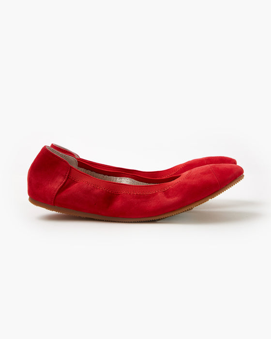 Ava Leather Ballet - Red Suede
