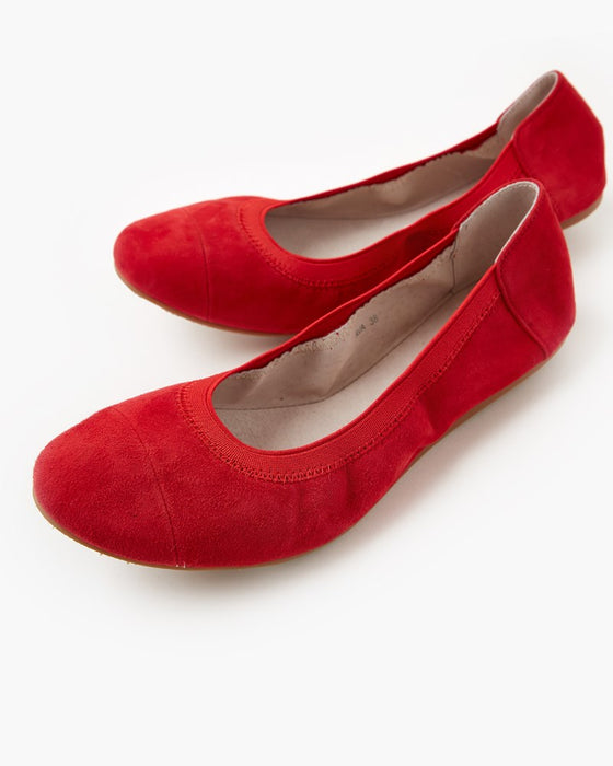 Ava Leather Ballet - Red Suede