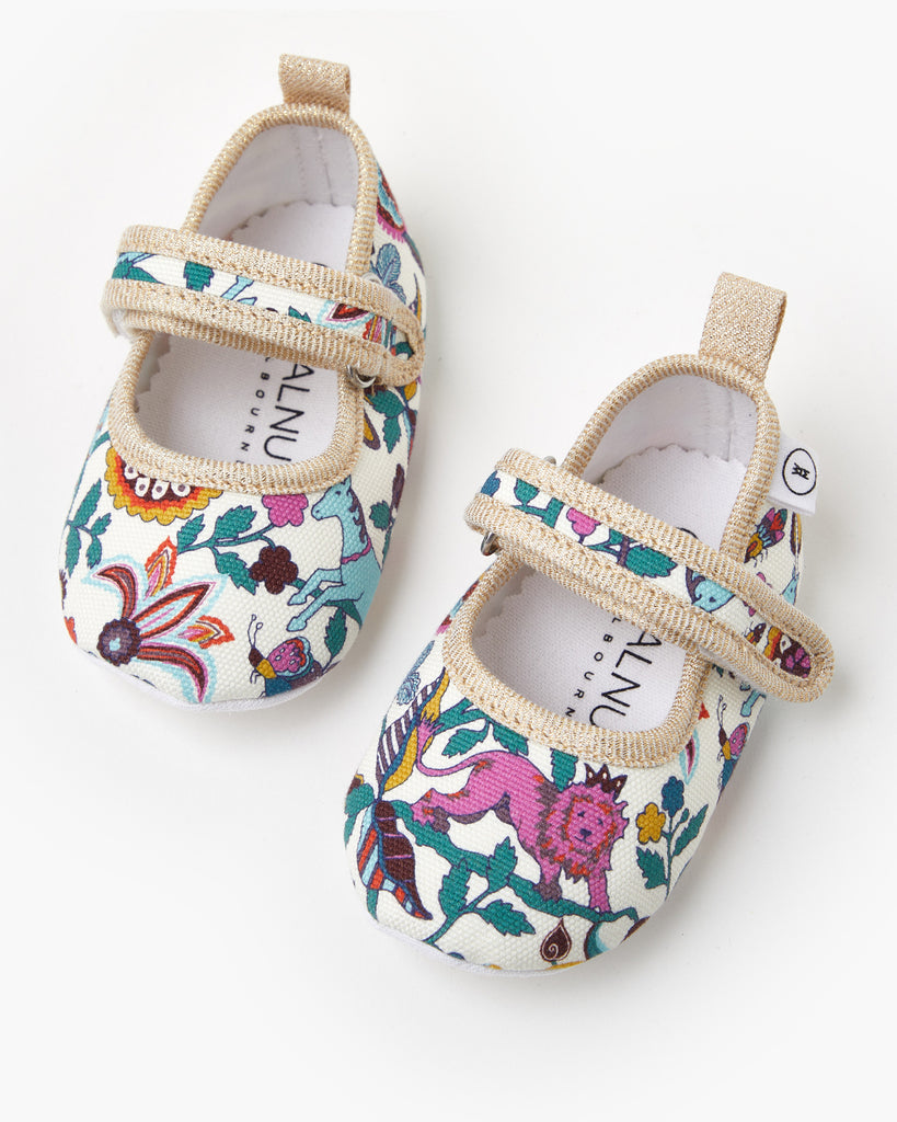 Liberty Baby Mary Jane Canvas - Mythical Forest Purple Walnut Melbourne