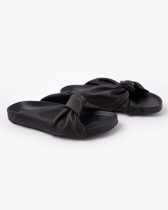 Pixy Leather Slide - Black