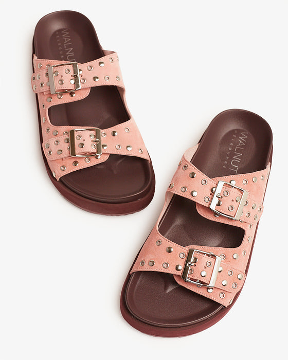 Maggie Leather Slide - Pink Suede